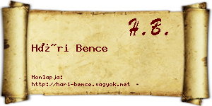 Hári Bence névjegykártya