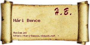 Hári Bence névjegykártya